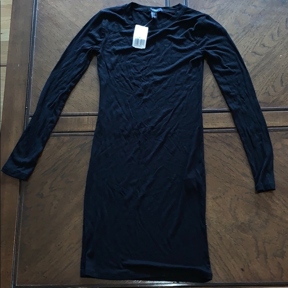 Black ribbed long sleeve Forever 21 dress